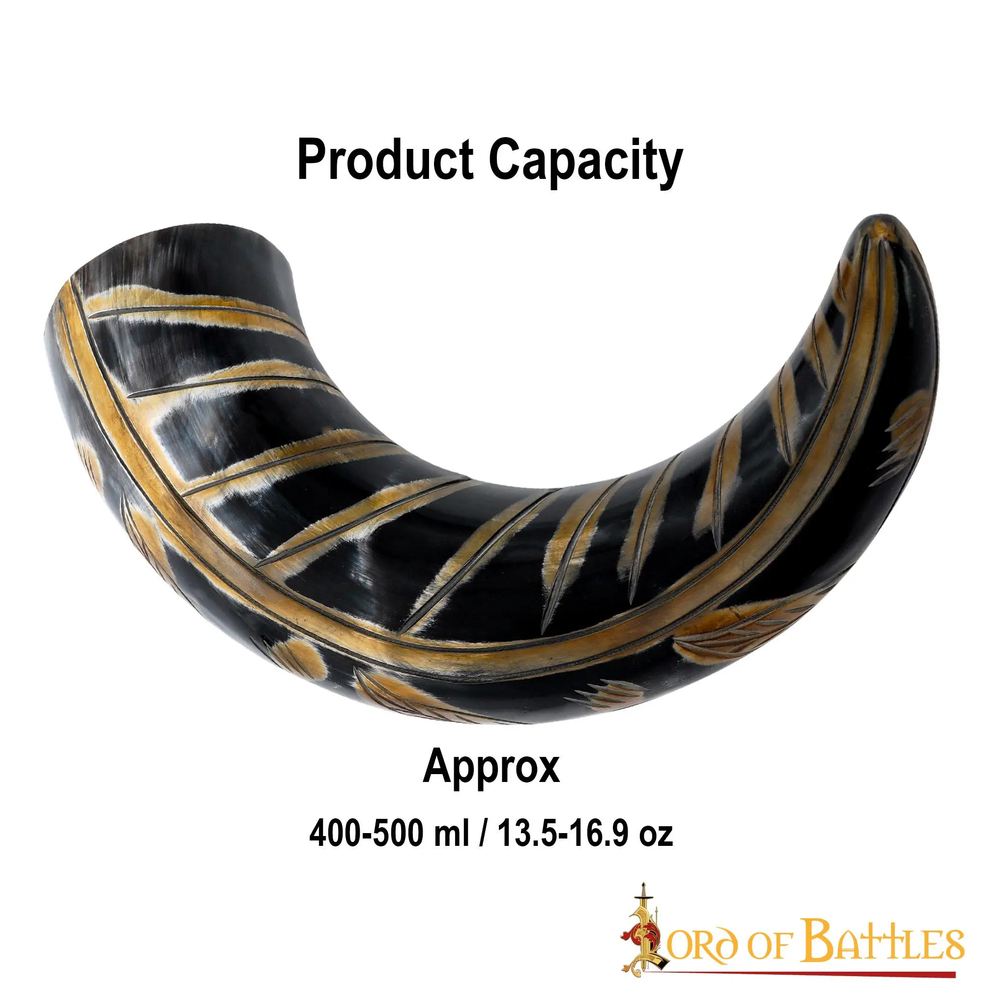 Medieval Viking Drinking Horn With Engraved Designs Handcrafted Genuine Ox Horn - Image 3
