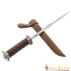 Medieval Rondell Dagger With Genuine Leather Scabbard