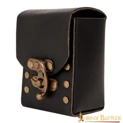 Medieval Leather Belt Pouch With Antique Brass Details