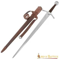 Medieval Type XVI Oakeshott Typology Knightly Functional Sword With Leather Scabbard