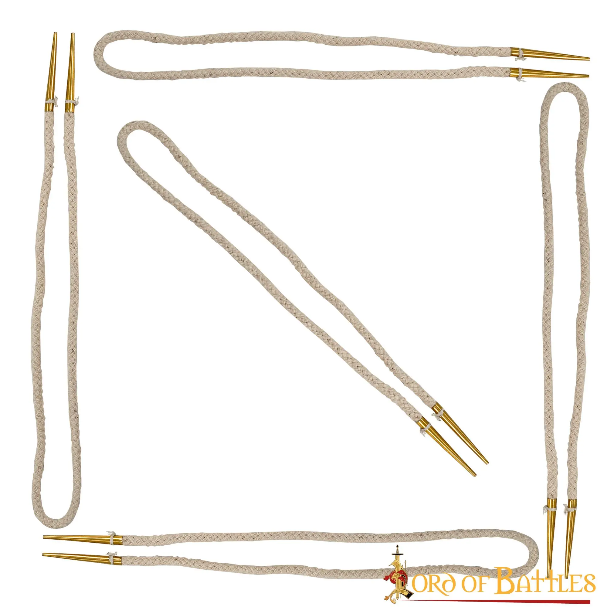 Pure Brass Aiglets With Ecru Cotton Strings - Image 4