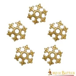 Fleur Rosette Belt Studs Or Conchos Pure Solid Brass Set Of 5