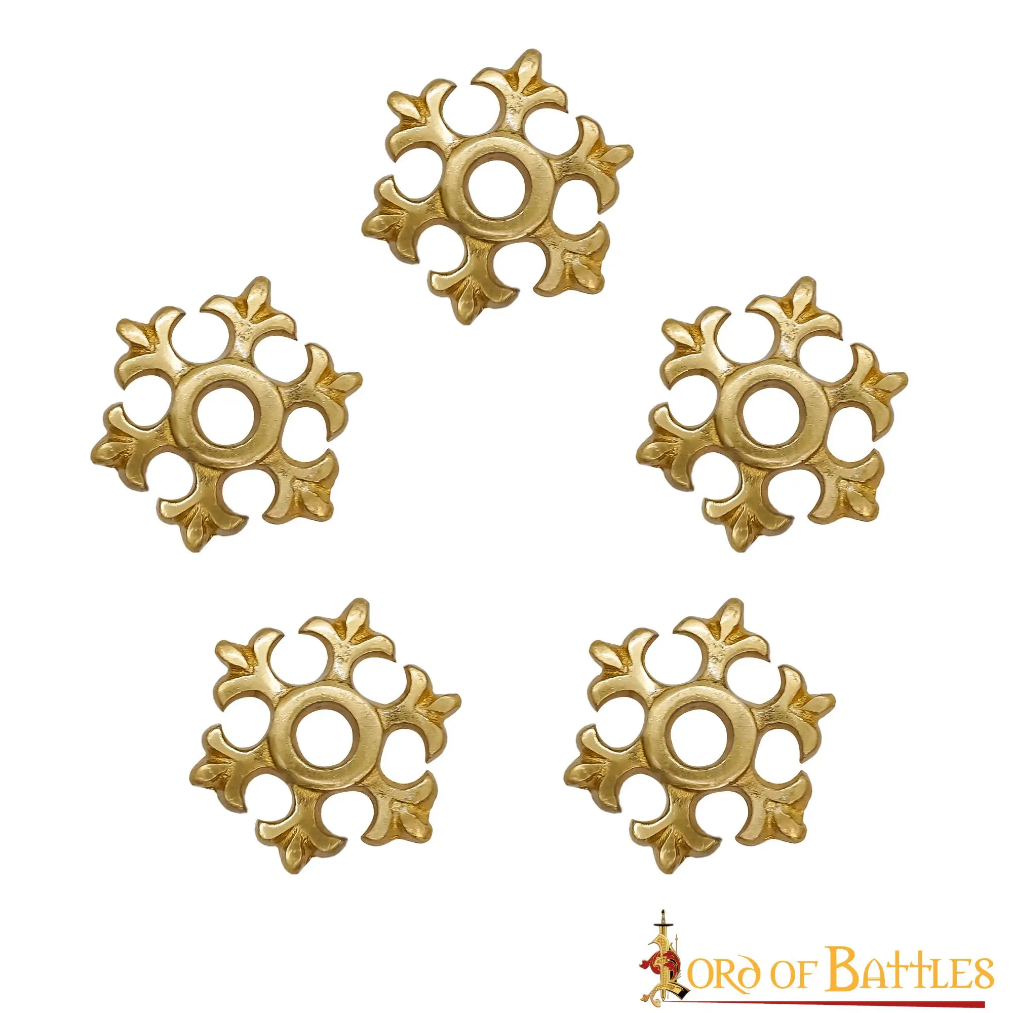 Fleur Rosette Belt Studs Or Conchos Pure Solid Brass Set Of 5