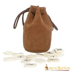 Gaming Bone Rune Set With Genuine Suede Drawstring Bag