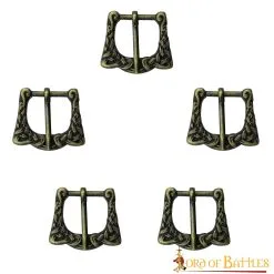 Ornate Celtic Antique Brass Buckle Belt Accessory Set Of 5