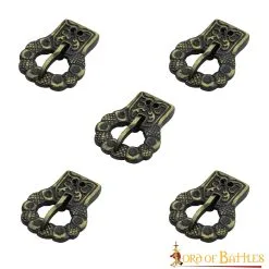 Gothic Belt Buckle Antiqued Brass Functional Set Of 5