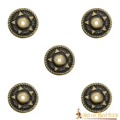 Antique Brass Pentacle Adornments Set Of 5 Ideal Leather And Clothing Accessory