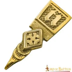 Intricate Medieval Pure Solid Brass Belt End Chape Functional Accessory