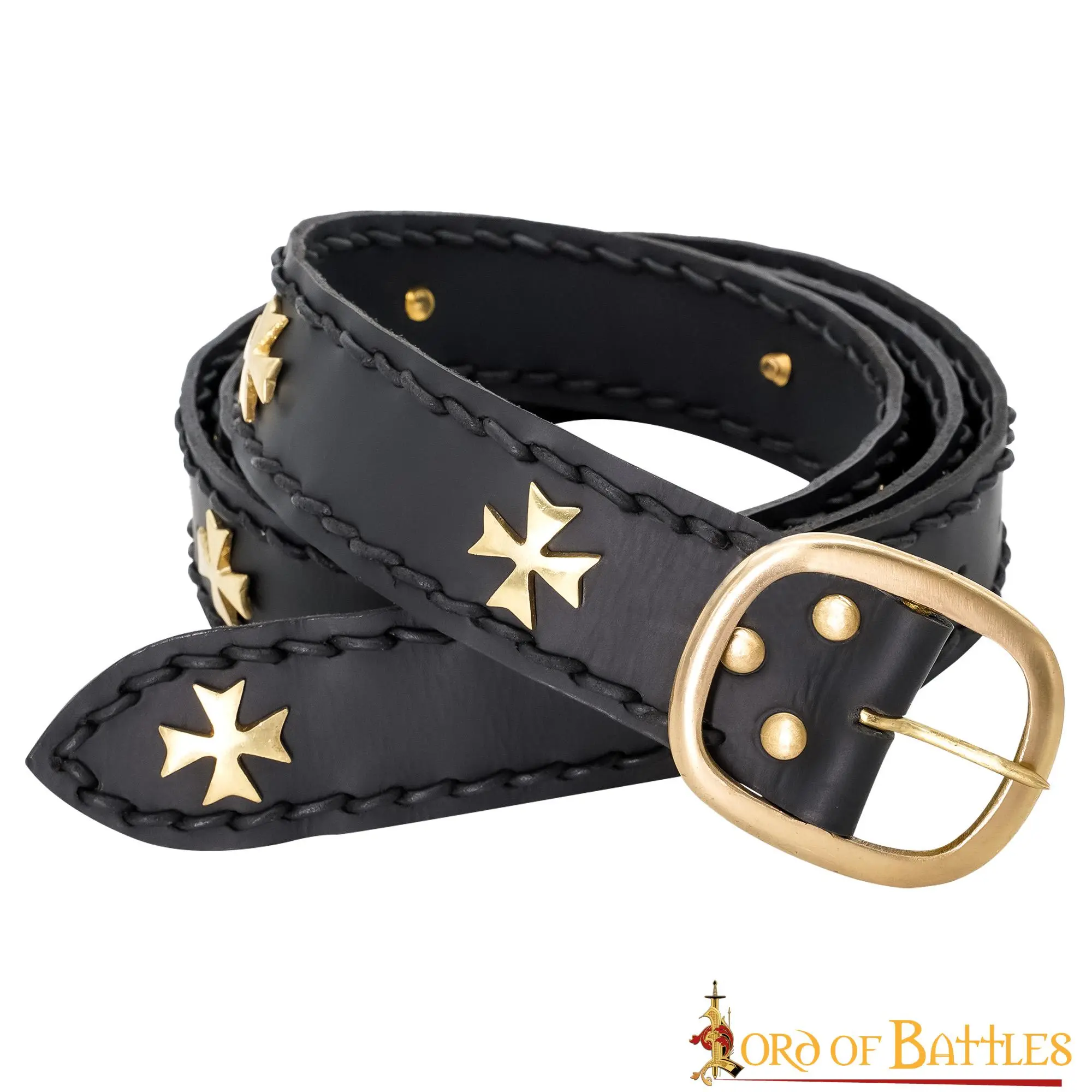Medieval Crusader Genuine Leather Belt Pure Brass Cross Belt Mount - Image 5