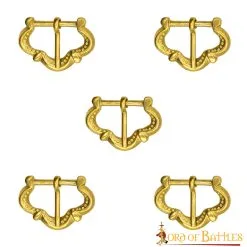 Medieval Small Pure Brass Belt Buckle Functional Set Of 5