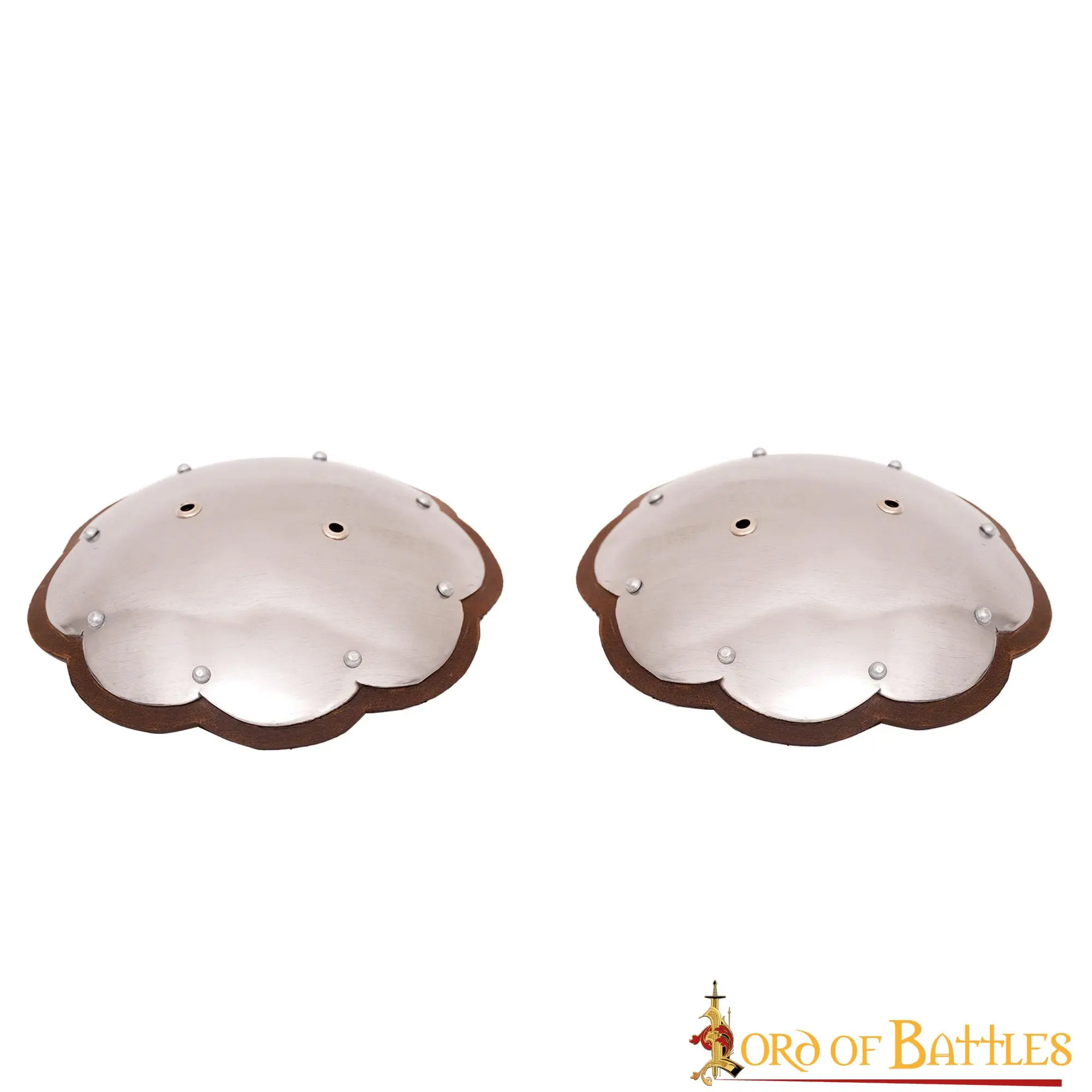 14th Century Light Roundel Spaulders With Leather Cut Edges 16 Gauge - Image 2