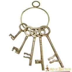 Medieval Dungeon Bunch Of 5 Pure Brass Decorative Keys