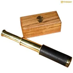 Mythrojan Mini Pirate Spyglass Telescope Brass Colapsable Hand Telescope With Wooden Box Small Vintage Telescope Pirate Decore Brass Decorative Telescope 6”