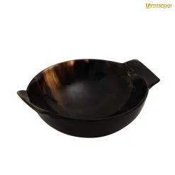 Mythrojan Hand Crafted Small Serving Horn Bowl With Handle Polished Finish