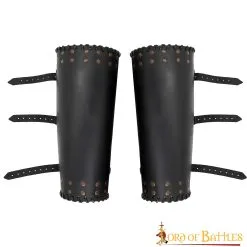 Studded Viking Genuine Leather Greaves For Leg Protection
