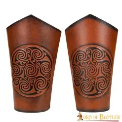 Genuine Leather Bracers With Embossed Celtic Spiral Design