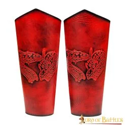 Genuine Leather Bracers With Embossed Fantasy Dragon Design
