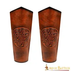 Genuine Leather Bracers With Embossed Celtic Spiral Design