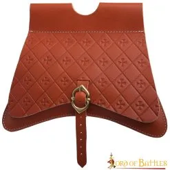 Handcrafted Medieval Genuine Leather Bag With Embossed Maltese Crosses