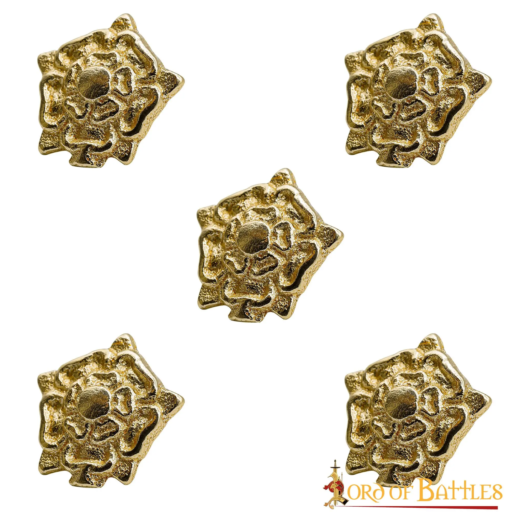 Tudor Rose Pure Brass Belt Mounts Set Of 5