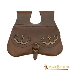 15th Century Pouch With Antique Brass Fleur De Lis Mounts