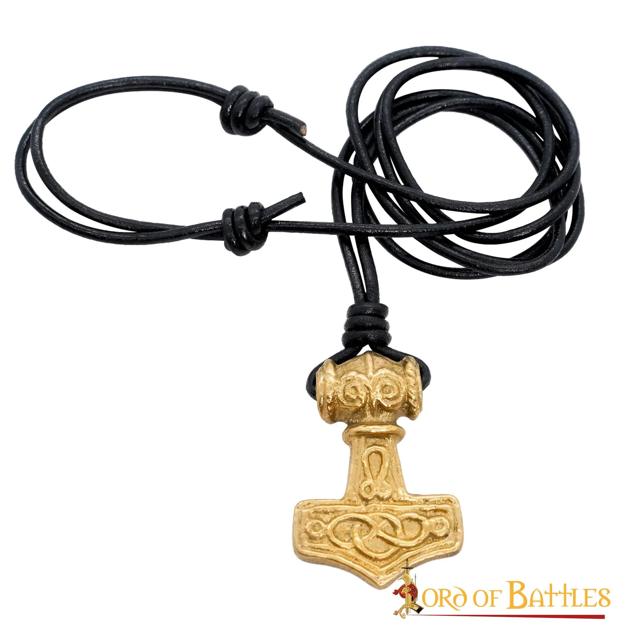 Mjolnir Hammer Pure Solid Brass Pendant Accessory With Genuine Leather Cord
