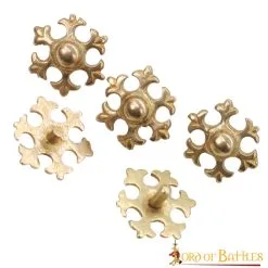 Fleur Pure Solid Brass Leather Mounts Functional Set Of 5