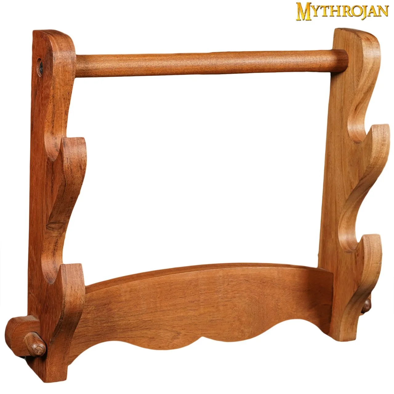Mythrojan Wooden Sword Stand : Deluxe Solid Wood Two Tier Stand