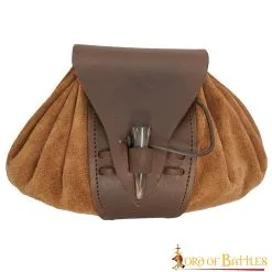 Medieval Leather Belt Pouch With Real Horn Toggle