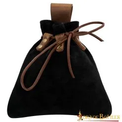 Medieval Drawstring Belt Pouch Crafted From Genuine Suede Leather