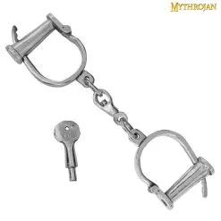 Mythrojan Medieval Handcuffs Chrome Antique Style Dungeon Shackles Solid Steel