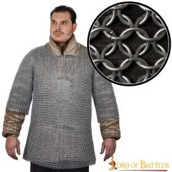 Round Ring Chainmail Medieval Half Sleeves Shirt Haubergeon, Butted, ID 10 Mm, Mild Steel