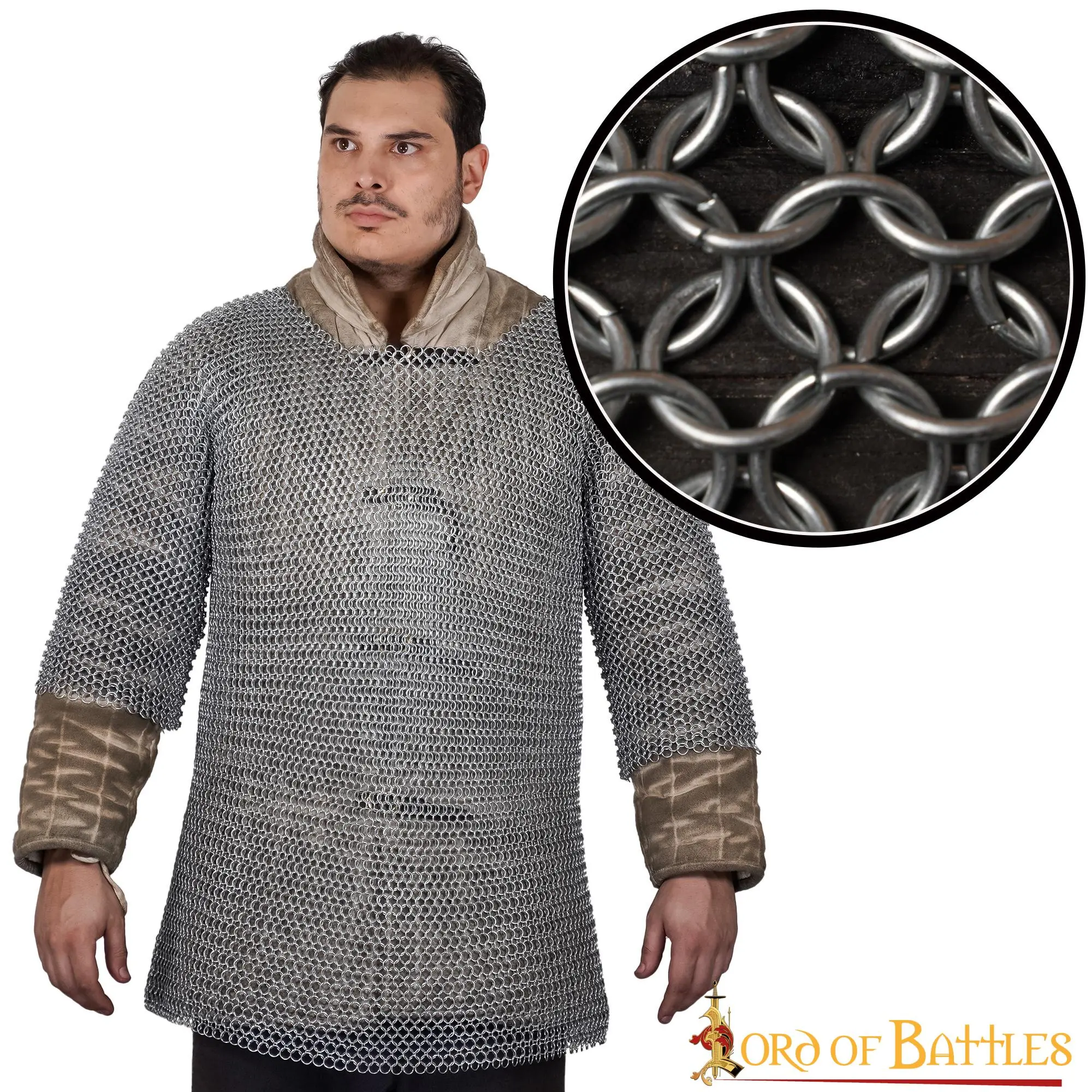 Round Ring Chainmail Medieval Half Sleeves Shirt Haubergeon, Butted, ID 10 Mm, Mild Steel