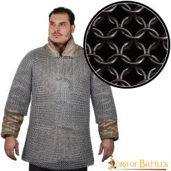 Round Ring Chainmail Medieval Half Sleeves Shirt Haubergeon, Butted, ID 9 Mm, Spring Steel