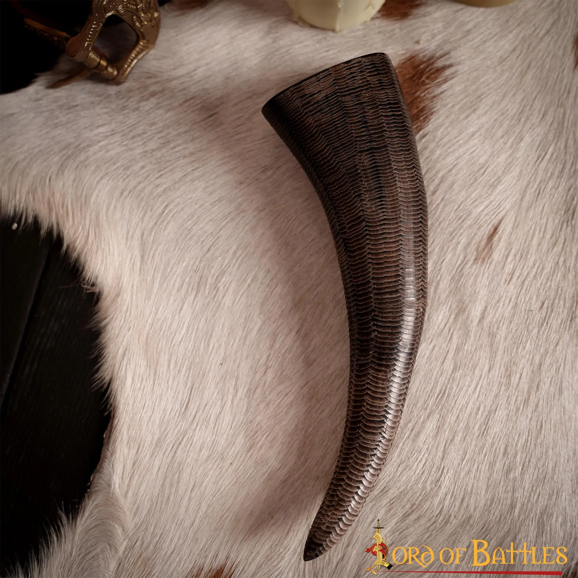 Medieval Viking Drinking Horn With Carved Scales Genuine Buffalo Horn - Image 6