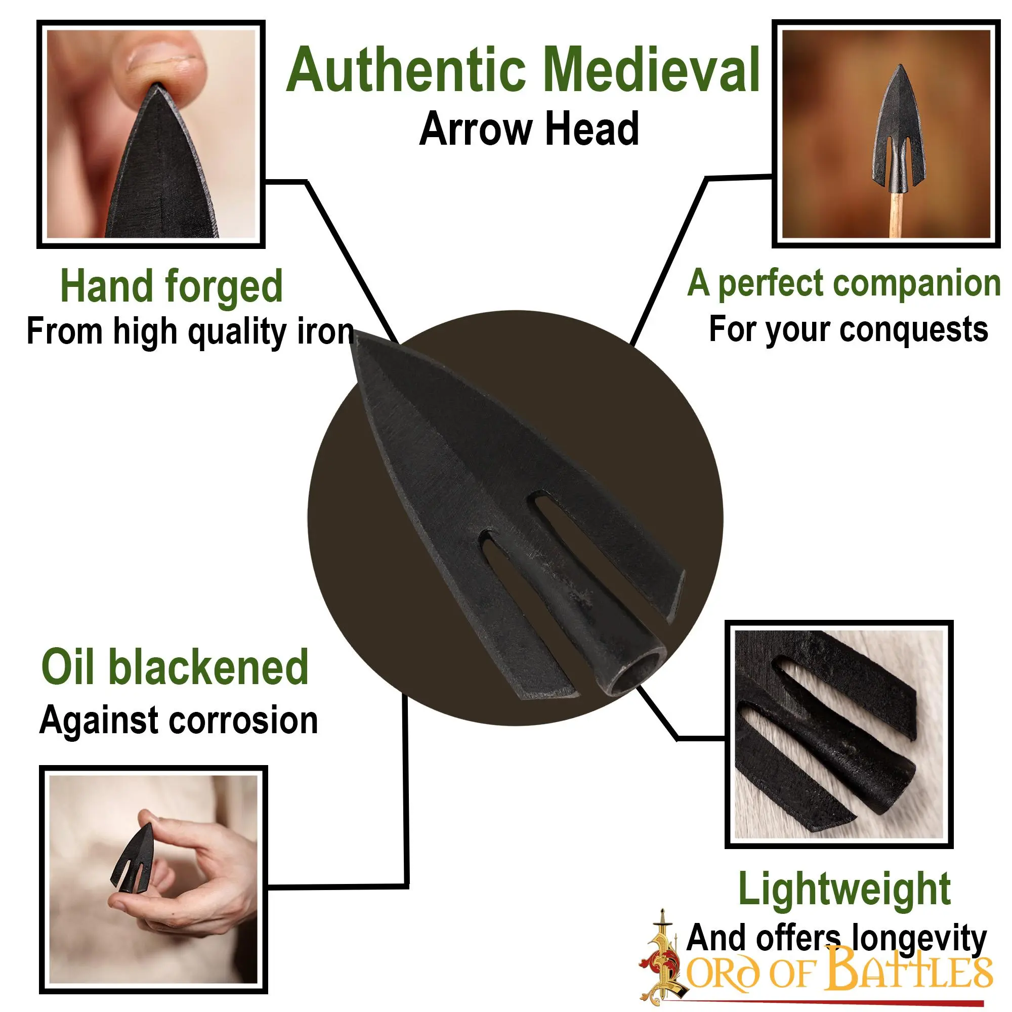 Late Medieval Swallow Tail Arrowhead Hand Forged From Iron - Image 4