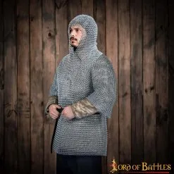 Medieval Coif And Half Sleeves Shirt, Butted, ID 10mm, Zinc Coated