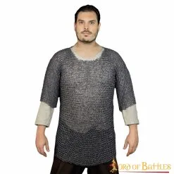 Round Ring Chainmail Medieval Half Sleeves Shirt Haubergeon, Riveted, ID 10 Mm, Mild Steel