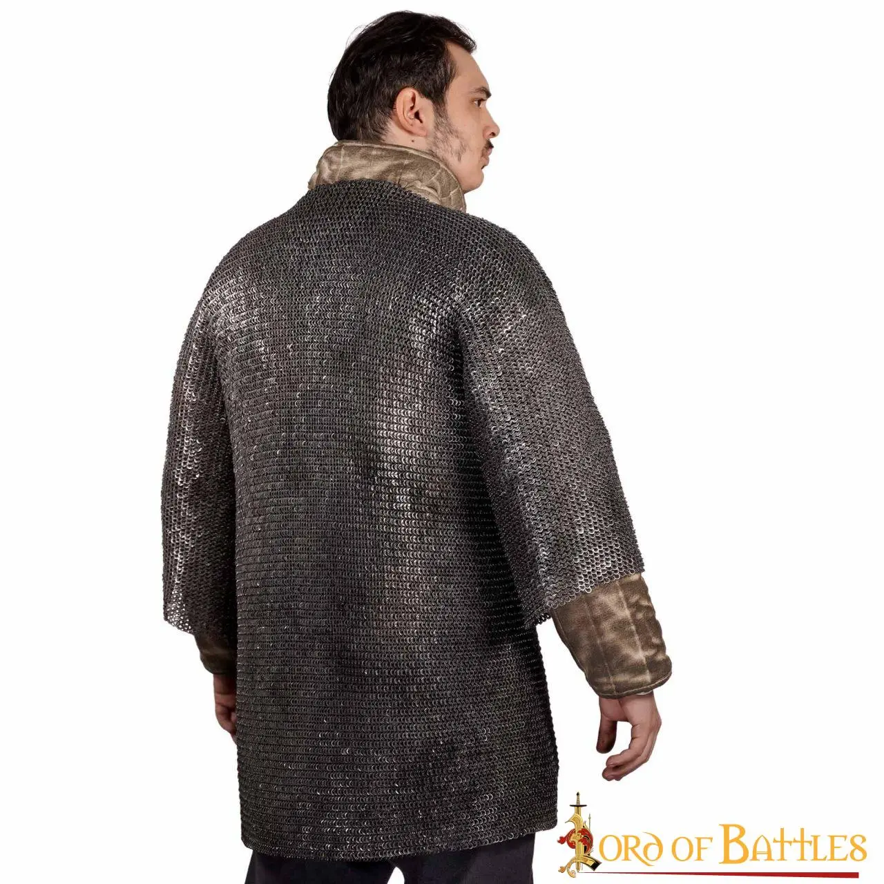Flat Ring Chainmail Medieval Half Sleeves Shirt Haubergeon, Riveted And Alternating, ID 6 Mm, Mild Steel - Image 2