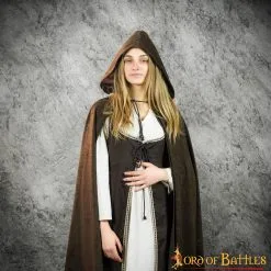 SUEDE CAPE WITH HOOD