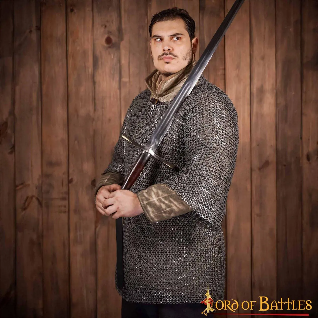 Flat Ring Chainmail Medieval Half Sleeves Shirt Haubergeon, Riveted And Alternating, ID 9 Mm, Mild Steel - Image 6