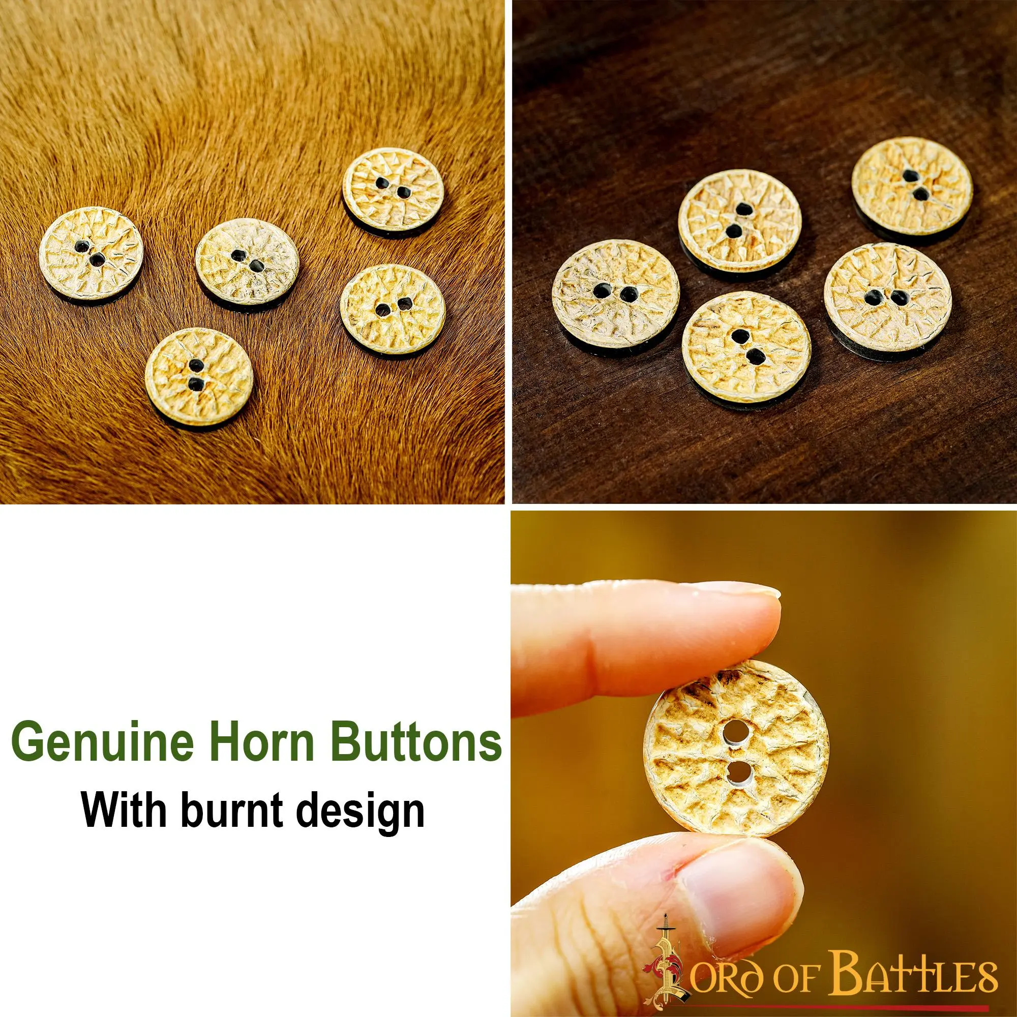 Medieval Horn Buttons Set Of 5 Handcrafted Genuine Buffalo Horn - Image 4