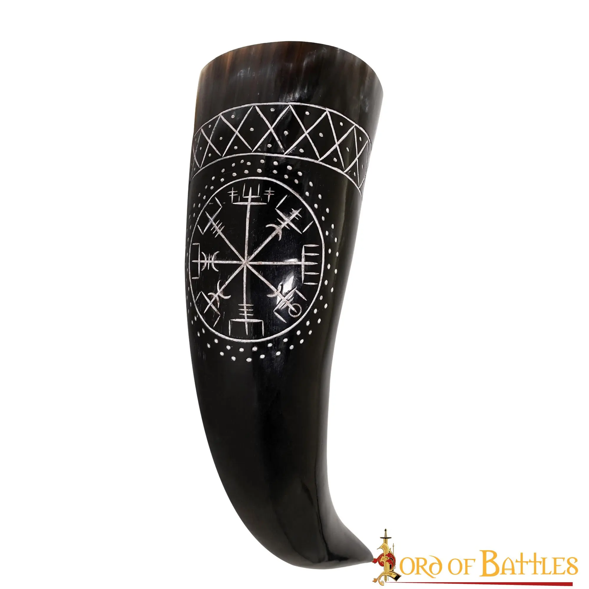 The Vegvisir Drinking Horn Engraved And Handcrafted From Genuine Ox Horn - Image 2