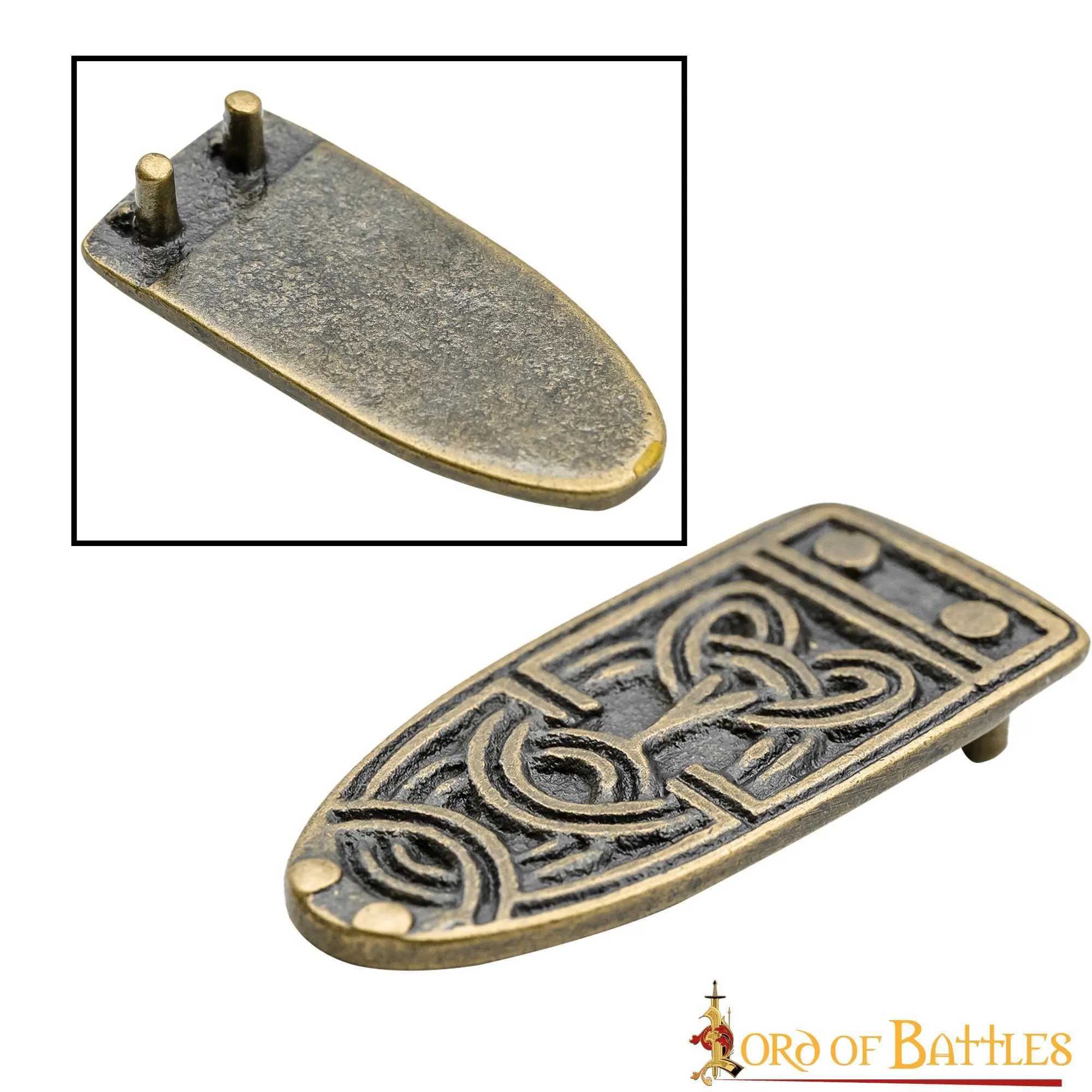 Ornate Celtic Antiqued Brass Viking Belt End Chape Functional Belt Accessory - Image 2