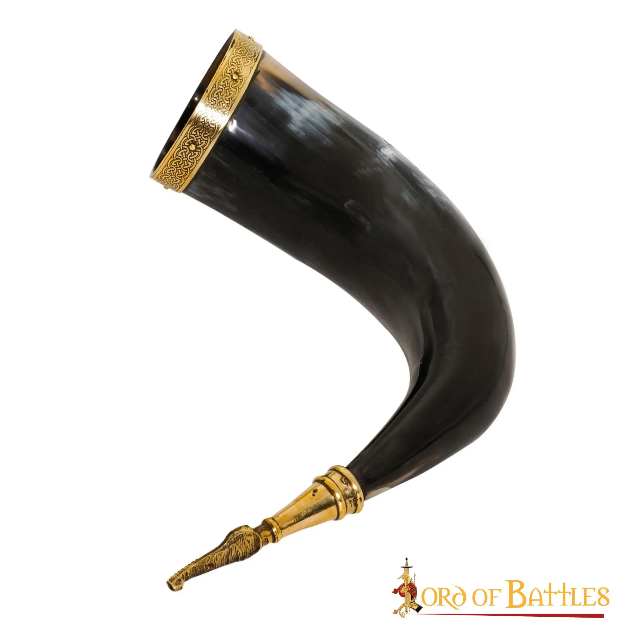 Medieval Viking Drinking Horn With Engraved Valknut Genuine Ox Horn - Image 2