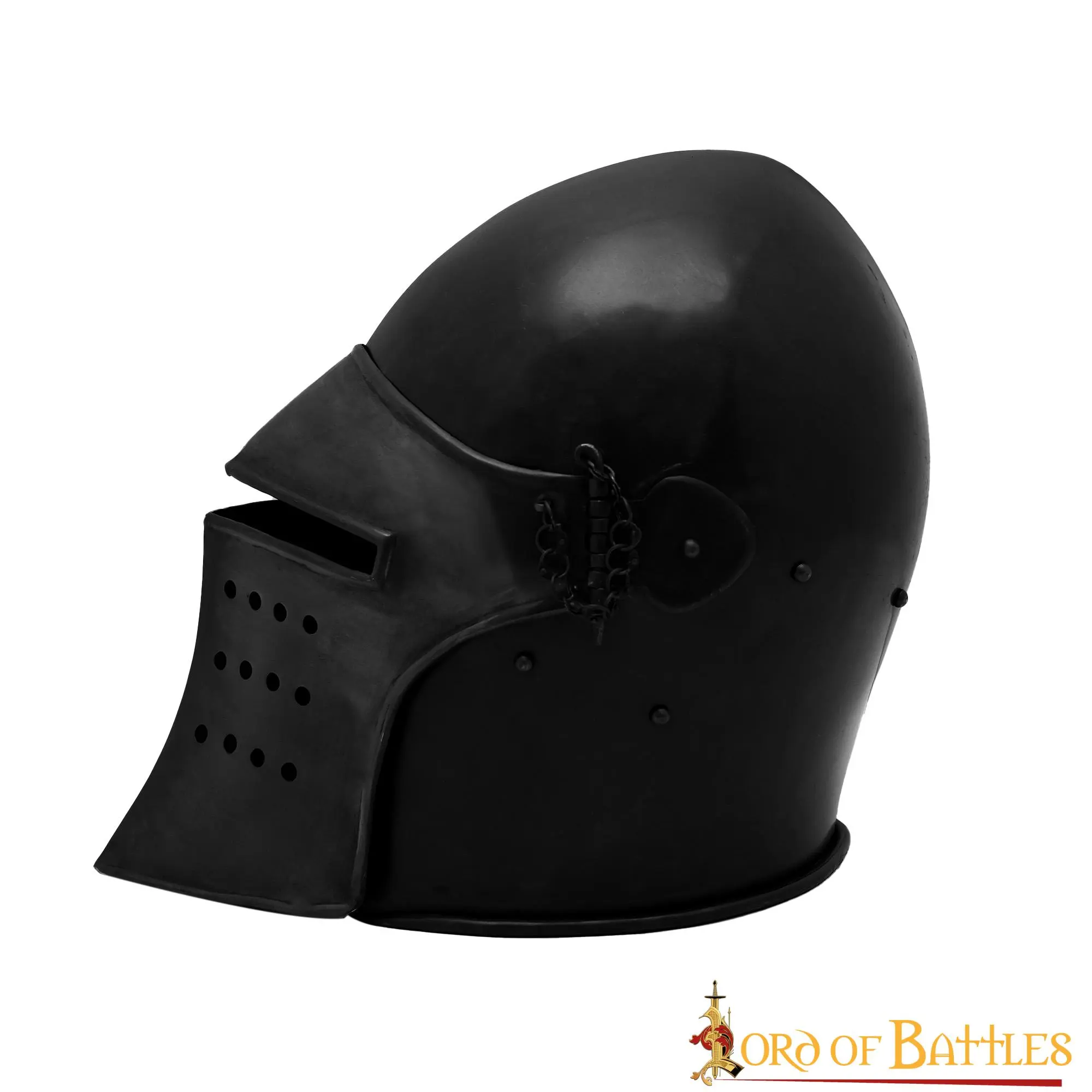 Black Knight Basinet Helmet With Detachable Visor And Leather Liner - Image 2