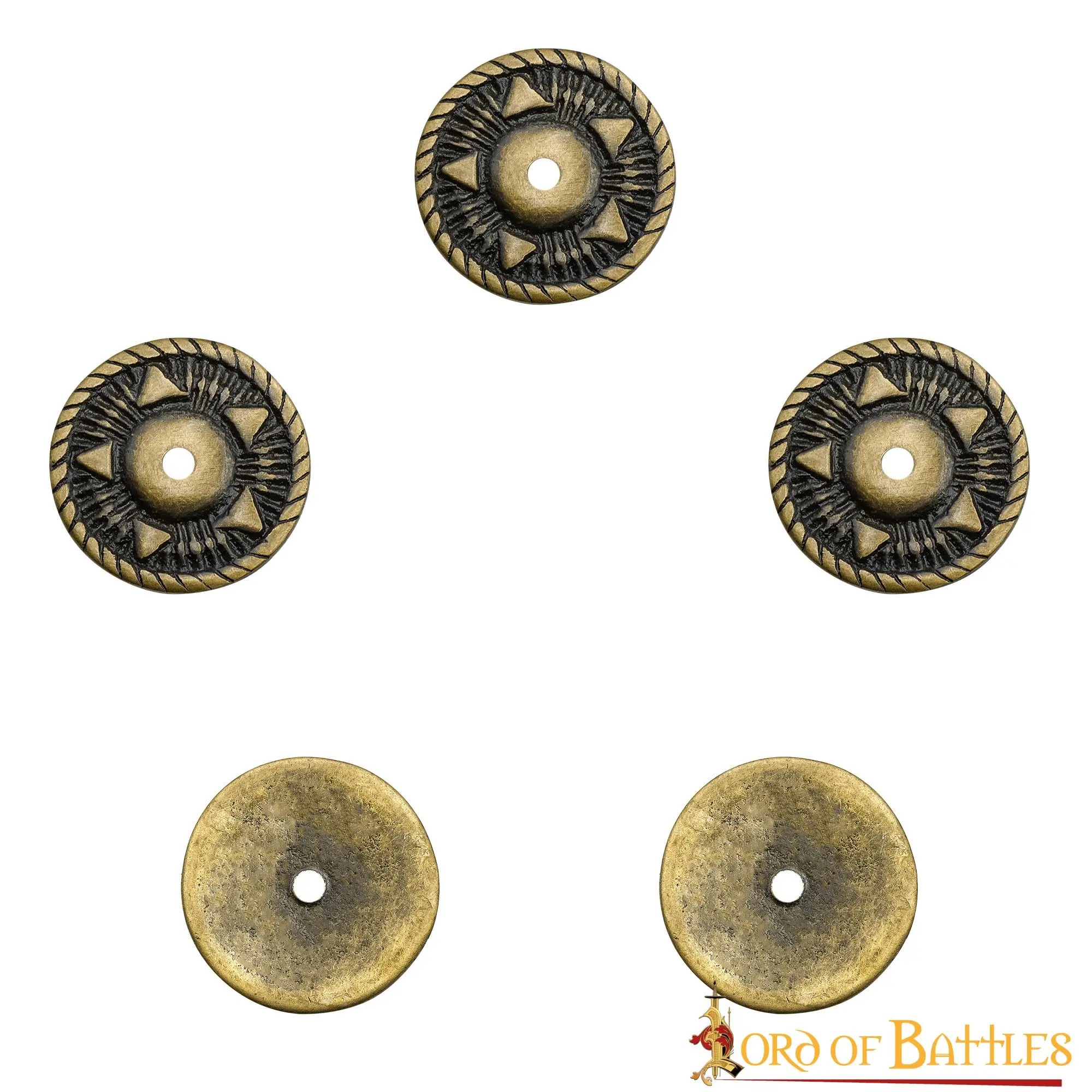 Antique Brass Pentacle Adornments Set Of 5 Ideal Leather And Clothing Accessory - Image 2