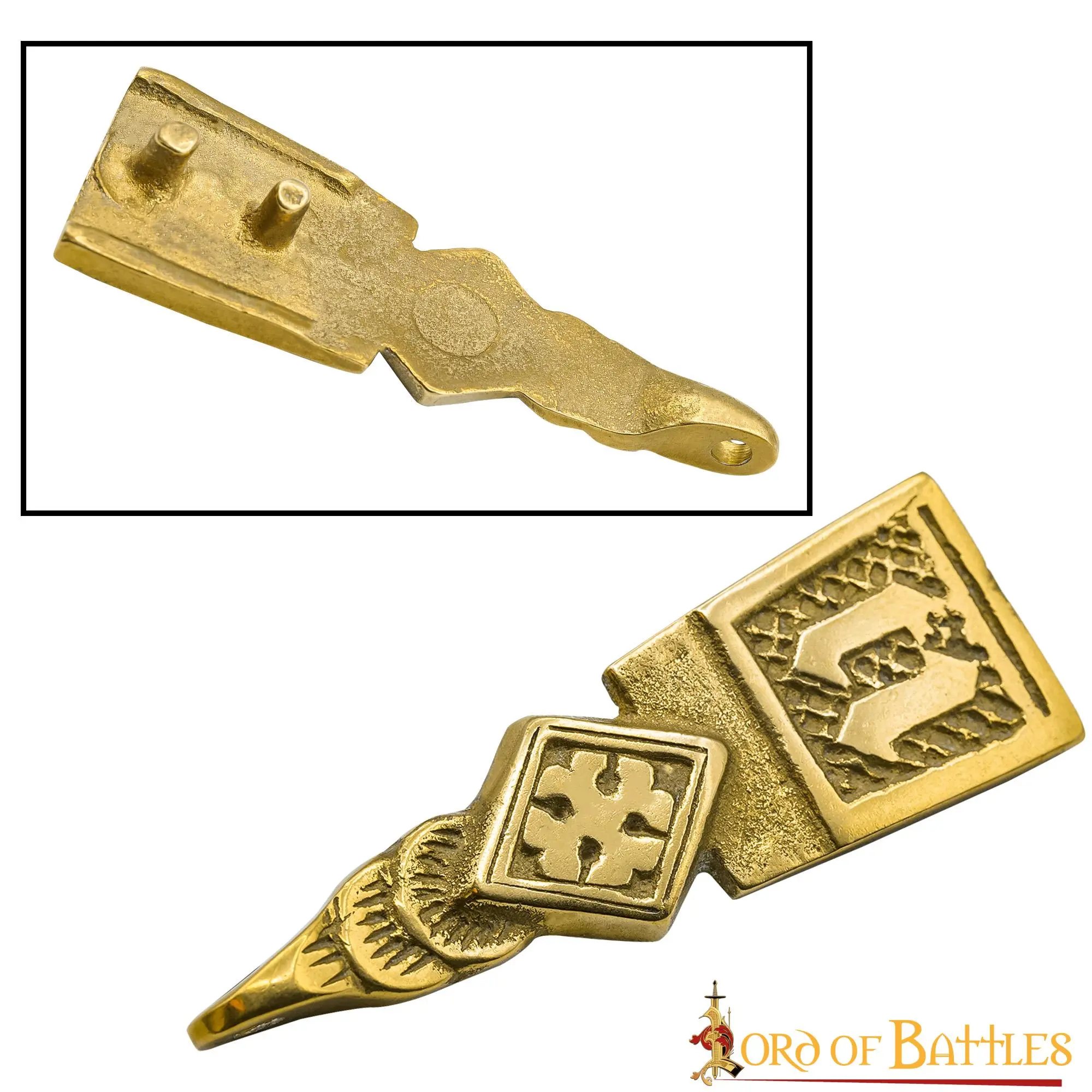 Intricate Medieval Pure Solid Brass Belt End Chape Functional Accessory - Image 2