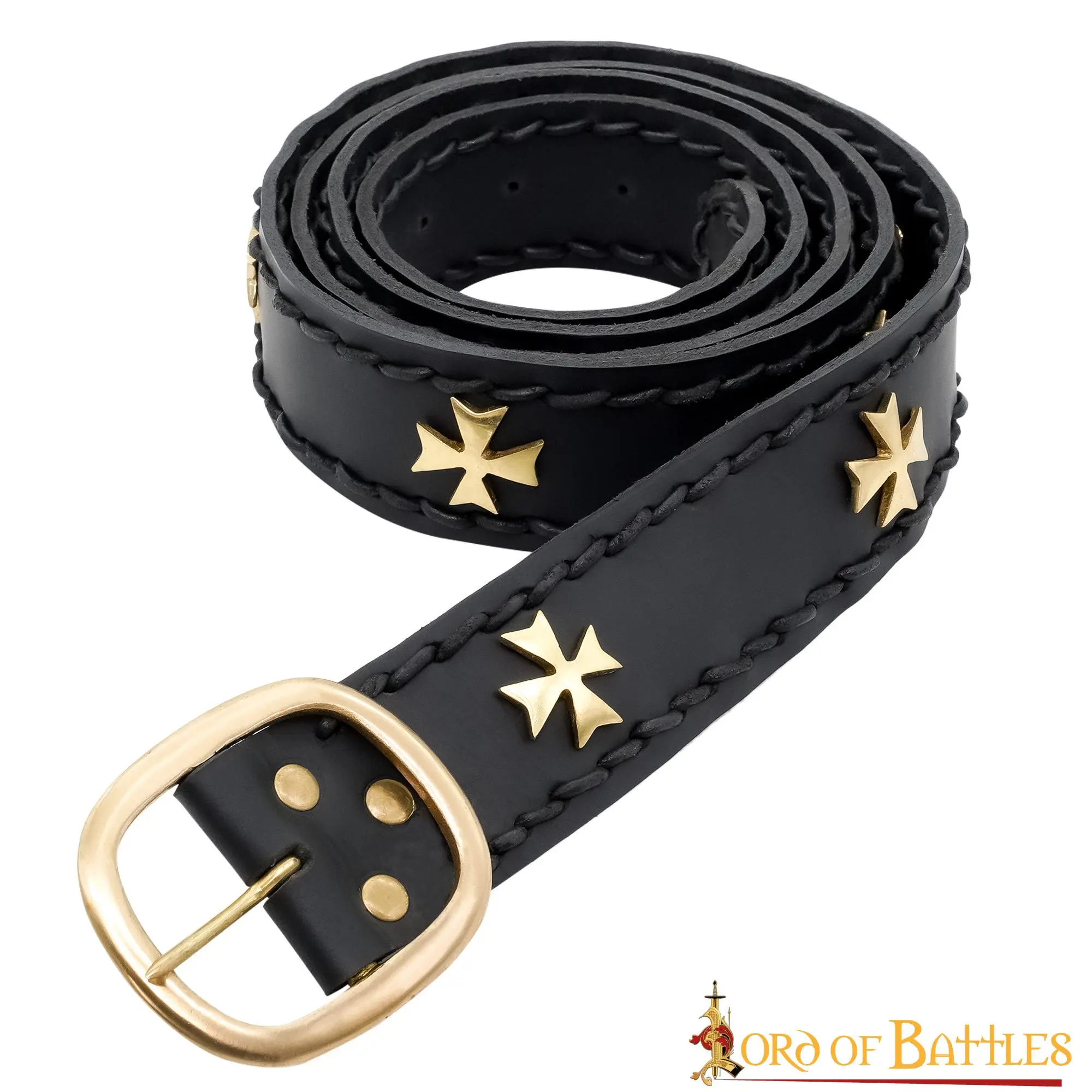 Medieval Crusader Genuine Leather Belt Pure Brass Cross Belt Mount - Image 2