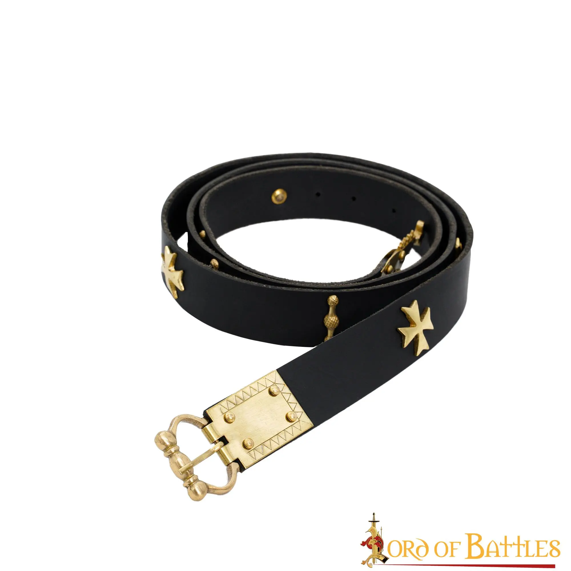 Medieval Leather Belt With Pure Brass Details - Image 2